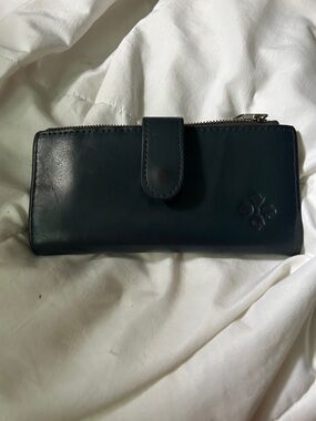 Leather Zip-Top Wallet in Dark Teal